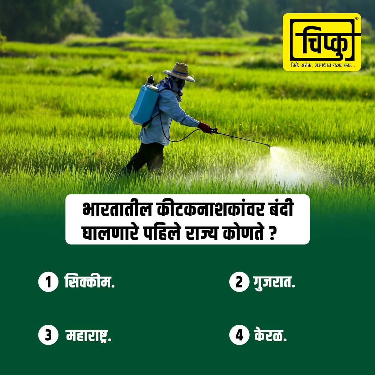 chipkuofficial's tweet photo. भारतातील कीटकनाशकावर बंदी घालणारे पहिले राज्य कोणते?
#chipku #Fertilizers https://t.co/eIRH1nD2wS
