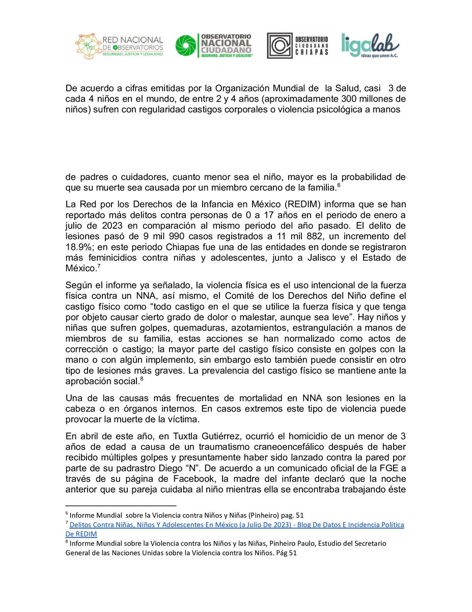 ObservatorioCCH's tweet photo. #OCCh| 3 de cada 4 niñxs en el mundo de 2 a 4 años sufren castigos físicos y psicológicos de sus padres/cuidadores
Conoce más sobre la relación entre lesiones dolosas y la violencia contra NNAs, en "Lesiones dolosas: la ambigüedad del otro elemento" aquí👉 https://t.co/psciM4rdDm https://t.co/PrEy8w7NTV