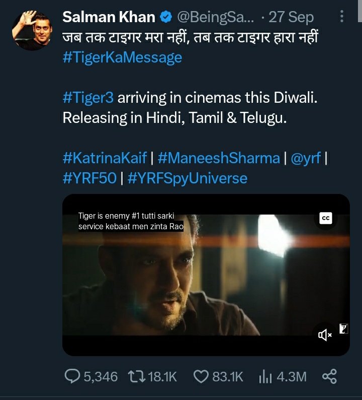 SRKs_shazz's tweet photo. Twitter stats.  

Pic 1 :Reach on #DunkiDrop1 83.2K  likes and 19.4K RTs🔥( 23hrs ) 

Pic 2 :Reach on #Tiger3Teaser 83.1K likes and 18.1k RTs🤡 ( Life time )

#Salmankhan can never beat #SRK𓃵 in boxoffice neither on social media.😂 https://t.co/Bmx5sDLdns