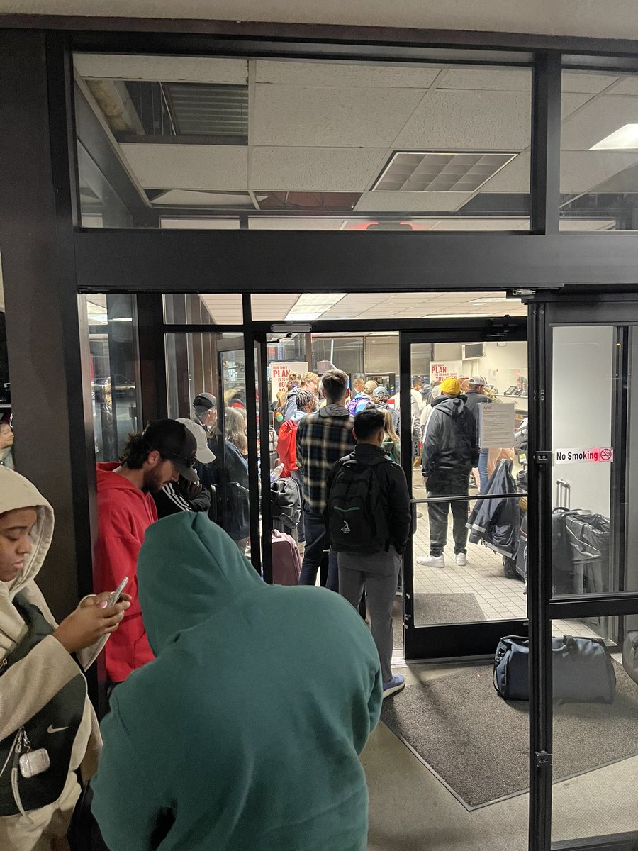 1 am at <a href="/Avis/">Avis Car Rental</a> Raleigh Durham airport and this is the line; extends outside where it’s 35 degrees. Lady just came out, said it took 2 hrs. Only 2 behind the counter. “We try harder” but it ain’t working