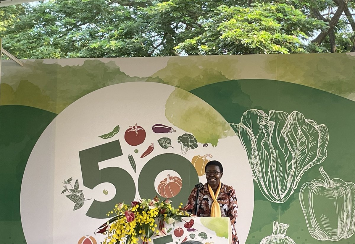 Mission of #worldvegetablecenter to realise the potential of #vegetables is more important than ever explains @lmsibanda at @WorldVegCenter 50th celebration- impact include economic gains, improving diets, genebank treasure. ‘@CGIAR can’t do it without you’