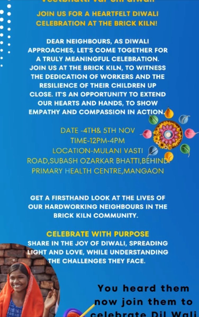 medhaoka's tweet image. #Punetwitter #Diwali2023 #celebratewithadifference 
#वीटभट्टीवरचीदिवाळी @_IamISC_ 
#Punekars  @SidShirole ji take an hour out tom or day after( Sat/Sun) and do visit to see our children of Aakar program at Mann Brick kiln. Feel the passion to learn, live and give this Diwali!