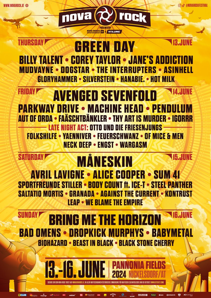 BABYMETAL will perform at 'Nova Rock' in June 2024!!🎙💥
novarock.at

#BABYMETAL @NovaRock_at