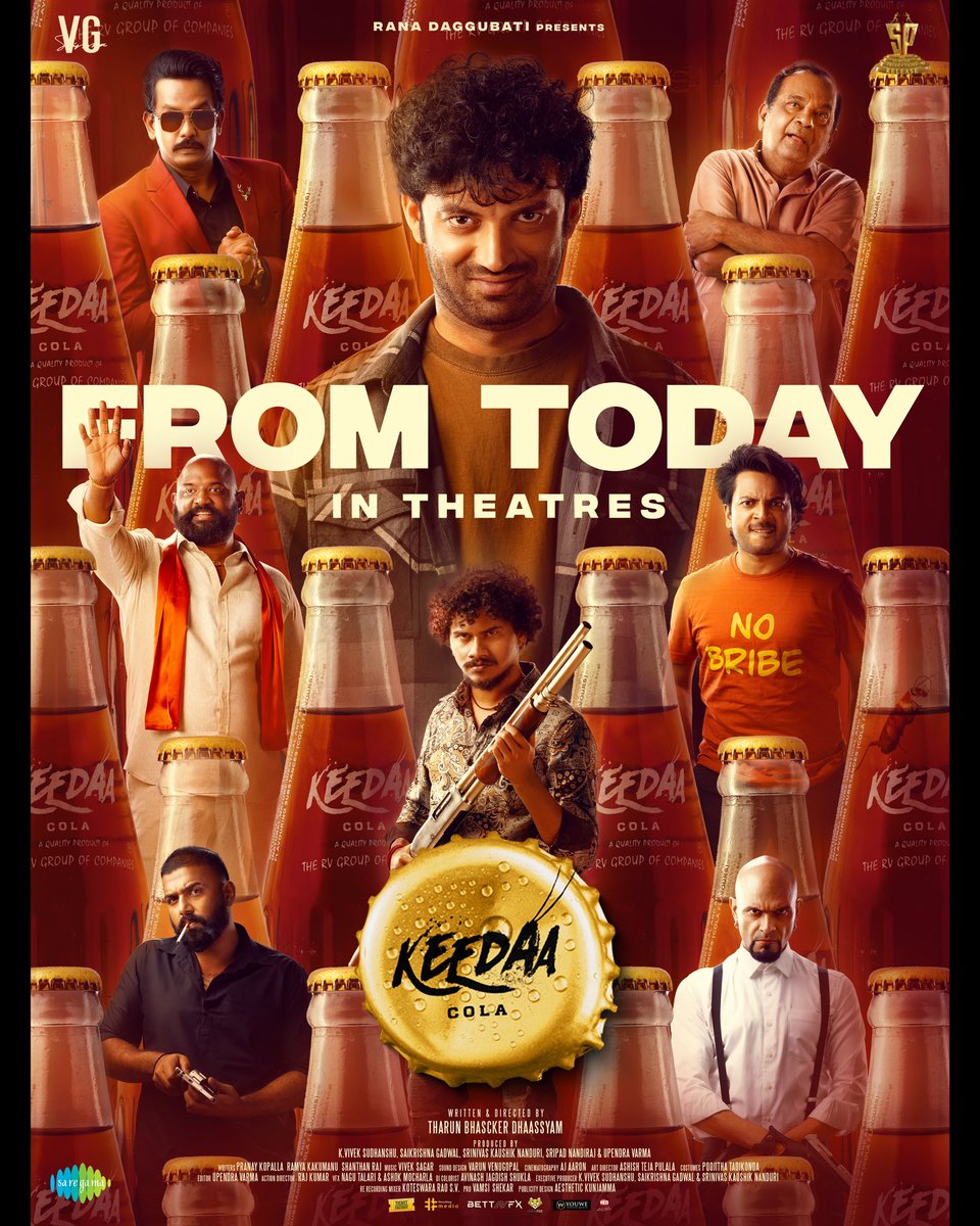 Suresh Productions (@sureshprodns) on Twitter photo Congratulations to @TharunBhasckerD
and the entire team on the tremendous response pouring in for #KeedaaCola 🔥💯
In theatres now!
#KeedaaColaOnNov3
linktr.ee/bmstf
<a href="/RanaDaggubati/">Rana Daggubati</a> <a href="/IamChaitanyarao/">Chaitanya Rao Madadi</a> <a href="/smayurk/">Rag Mayur (Shyam/Veeru/Lancham/Maridesh Babu)</a> <a href="/tweetfromRaghu/">Raghu Ram</a> <a href="/JeevanKumar459/">Actor jeevan kumar</a> <a href="/IamVishnuOi/">VishnuOi</a> <a href="/RavindraVijay1/">Ravindra Vijay</a> Congratulations to @TharunBhasckerD
and the entire team on the tremendous response pouring in for #KeedaaCola 🔥💯
In theatres now!
#KeedaaColaOnNov3
linktr.ee/bmstf
<a href="/RanaDaggubati/">Rana Daggubati</a> <a href="/IamChaitanyarao/">Chaitanya Rao Madadi</a> <a href="/smayurk/">Rag Mayur (Shyam/Veeru/Lancham/Maridesh Babu)</a> <a href="/tweetfromRaghu/">Raghu Ram</a> <a href="/JeevanKumar459/">Actor jeevan kumar</a> <a href="/IamVishnuOi/">VishnuOi</a> <a href="/RavindraVijay1/">Ravindra Vijay</a>
