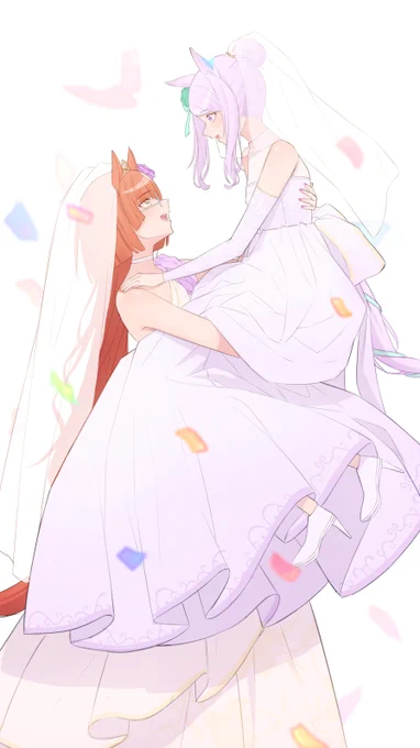 リクからイクマクウェディング描きました。 リクありがとでした! #ウマ娘