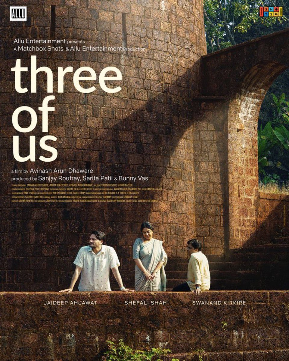 chhabs's tweet image. One of this year’s finest Indian films opens in theaters today. #AvinashArun’s #ThreeOfUs is a meditation on love, heartbreak, forgiveness and moving on. With three remarkable performances by @ShefaliShah_ @JaideepAhlawat and @swanandkirkire. You will want to hug this film.