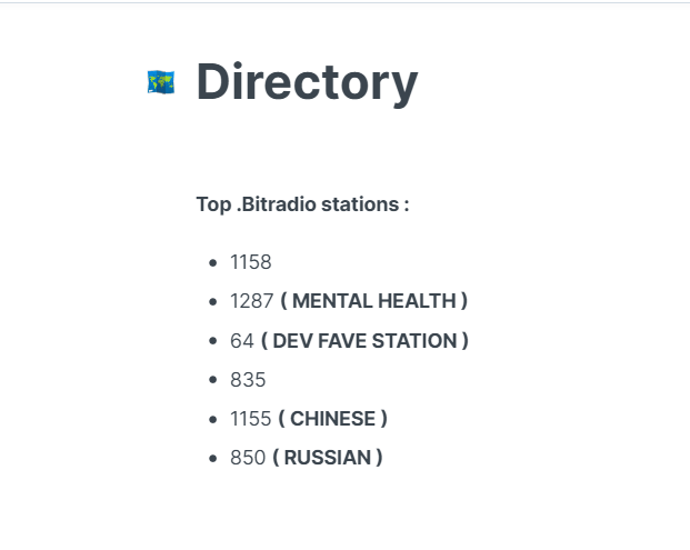 bitradio21's tweet photo. Added a directory page in our docs to help newcomers find cool radio stations easily📻
https://t.co/h5U3QxKG8K https://t.co/9oWwacwaXf