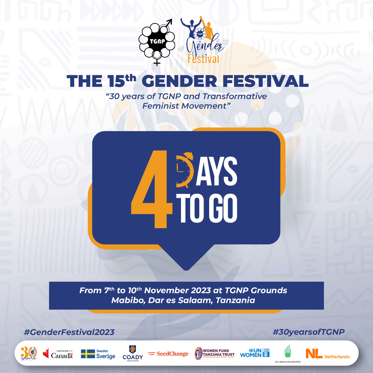 tgnptz's tweet photo. #GenderFestival2023 #30YearsofTGNP #generationequality #genderequality #globalgoals #Miaka30yaTGNP #TamashalaJinsia2023 https://t.co/c790b68Rjo