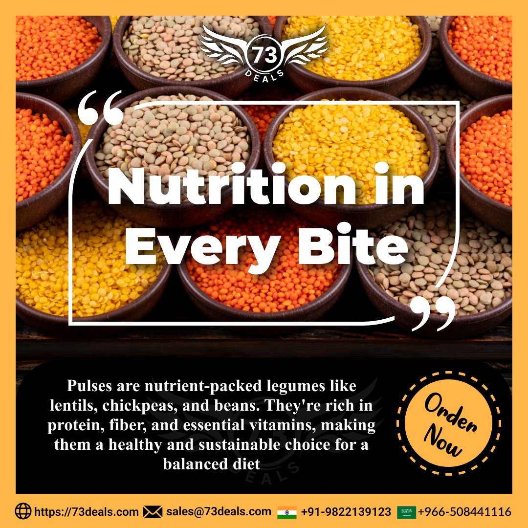 73Deals's tweet photo. ✨Experience the taste of goodness with our premium pulses! 
🌱 From lentils to chickpeas, we've got it all. Quality you can trust, flavors you'll love.
📞+91 9822139123 
📩sales@73deals.com
🌐  https://t.co/smIZElylpy
#ImportExportGoodness #Pulses #PulsesExporter #ImportExport https://t.co/c6OU9shRjd
