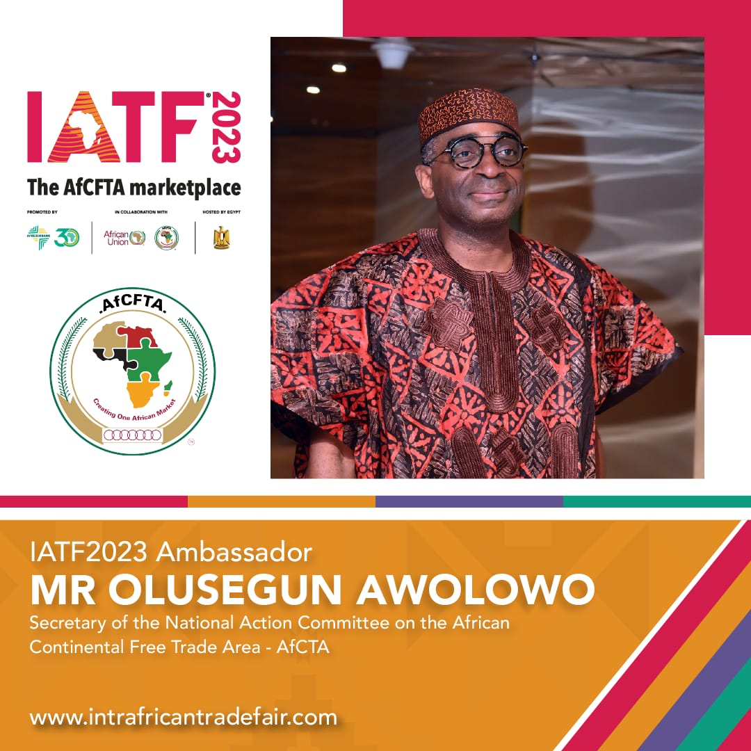 iatf2027's tweet photo. We are delighted to have @segunawo, the Secretary of the National Action Committee on the @AfCFTA, as #IATF2023Ambassadors. His role involves coordinating key stakeholders to help Nigeria achieve its #AfCFTA goals.

Register for #IATF2023 NOW! https://t.co/3LmtcKbjIQ #Afreximbank https://t.co/7BlVIHuMit