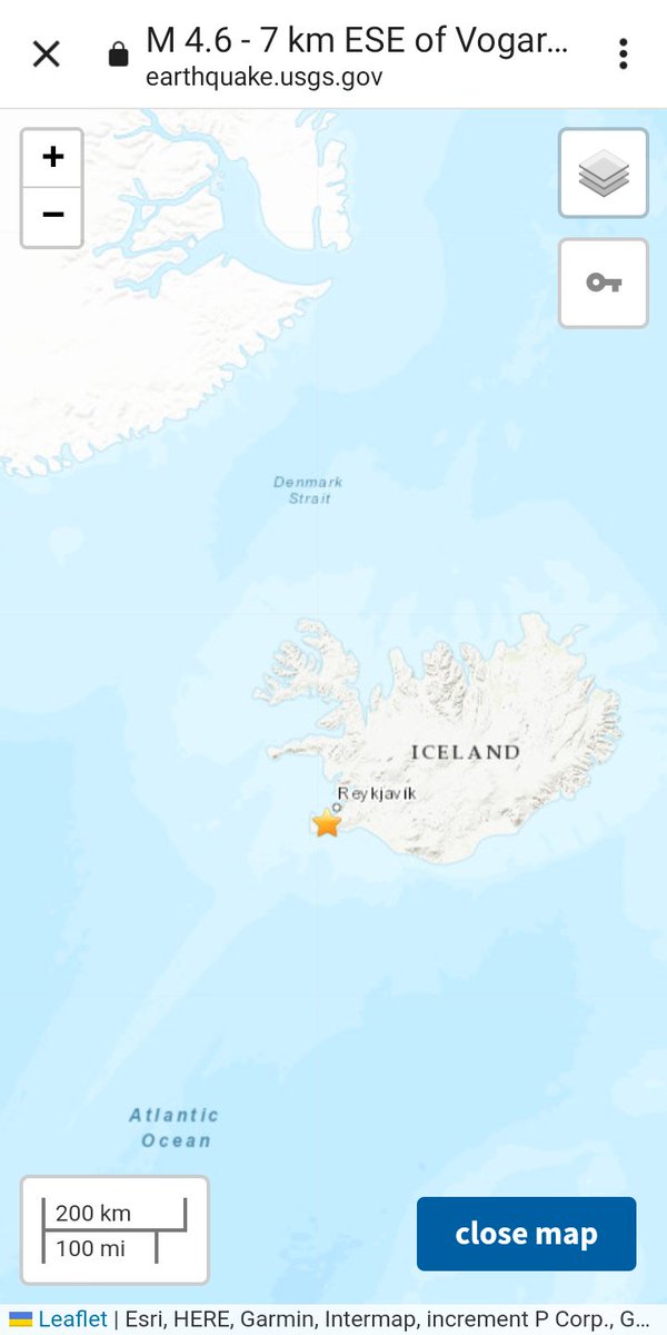 'Magnitude 4.6 #Earthquake
7 km ESE of #Vogar, #Iceland
2023-11-03
04:25:44 (UTC)
63.953°N
22.250°W
10.0 km depth'

#November3rd
#IcelandEarthquake