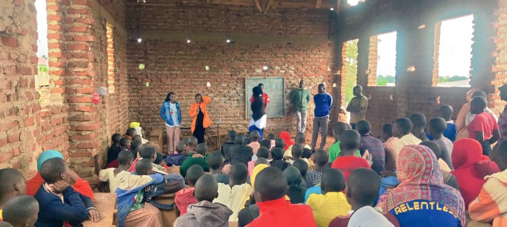 IUSYA_'s tweet photo. Yesterday our team shared light moments with p.7 students from all our schools of implementation under the Journeys plus program @GenderHeroes 
Words of encouragement,prayers and pledges were made to the students especially those who will excel well in their exams. https://t.co/aE1doNk1gX