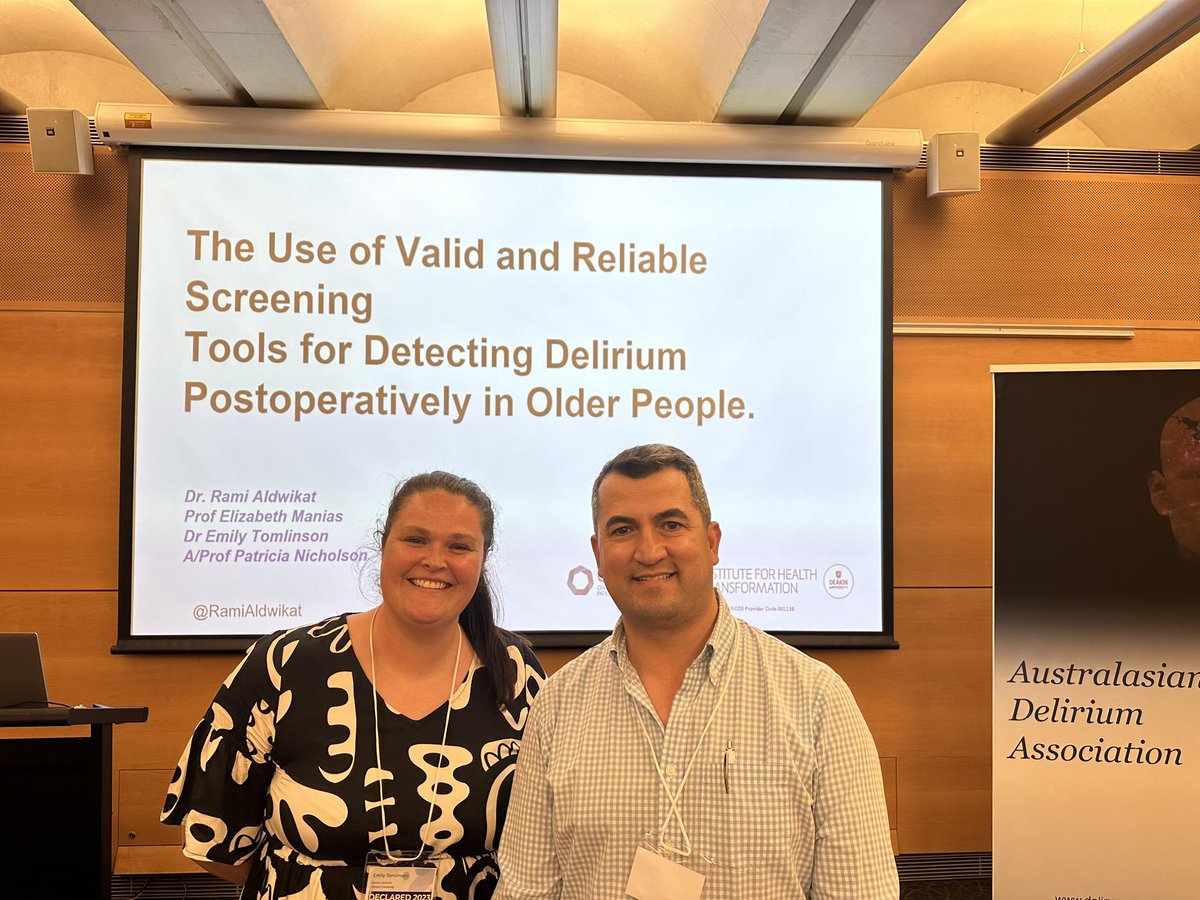 Proud to see another of my students <a href="/RamiAldwikat/">Dr Rami Aldwikat</a> presenting his PhD research today at <a href="/ANZDA_delirium/">AustralasianDelirium</a> #declared2023! Amazing to see so much nursing research into #delirium 
<a href="/emanias1/">Elizabeth Manias</a> <a href="/DeakinQPS/">DeakinQPS</a>