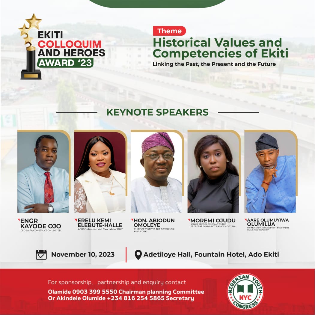 EkitiNYC's tweet photo. Èkìtì Colloquium and Heroes Award'23 Keynote Speakers.

An educative, inspiring, and mind-opening event you can't afford to miss.

Join us next Friday, 10th of November, 2023 at Adetiloye Hall, Basiri, Ado Èkìtì. https://t.co/UrD1oKshMk
