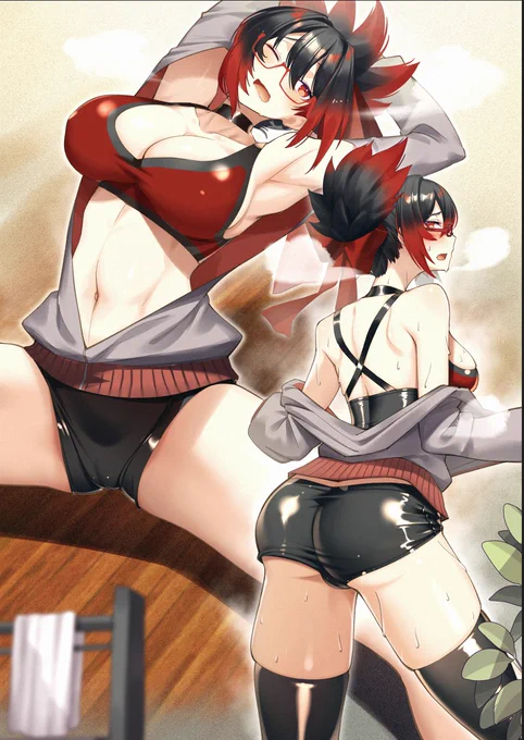 ホットパンツエクササイズメガネおねえさん(skeb)