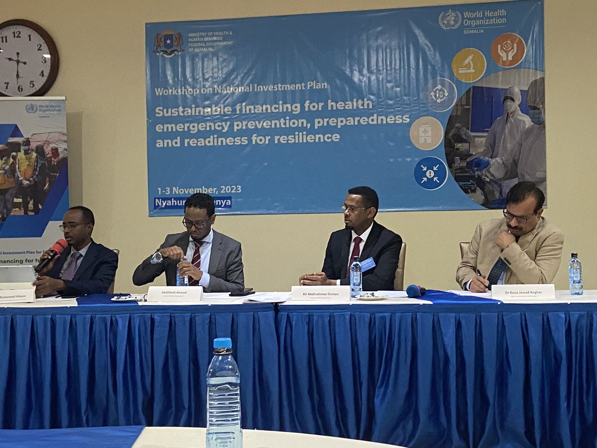 Happening now. The Government of @Somalia will own this #NationalInvestmentPlan and will work with all other sectors, national and international partners to provide #sustainable financing for its implementation. @jasghar @WHOSom @kandelnirmal @DrMikeRyan @MoH_Somalia