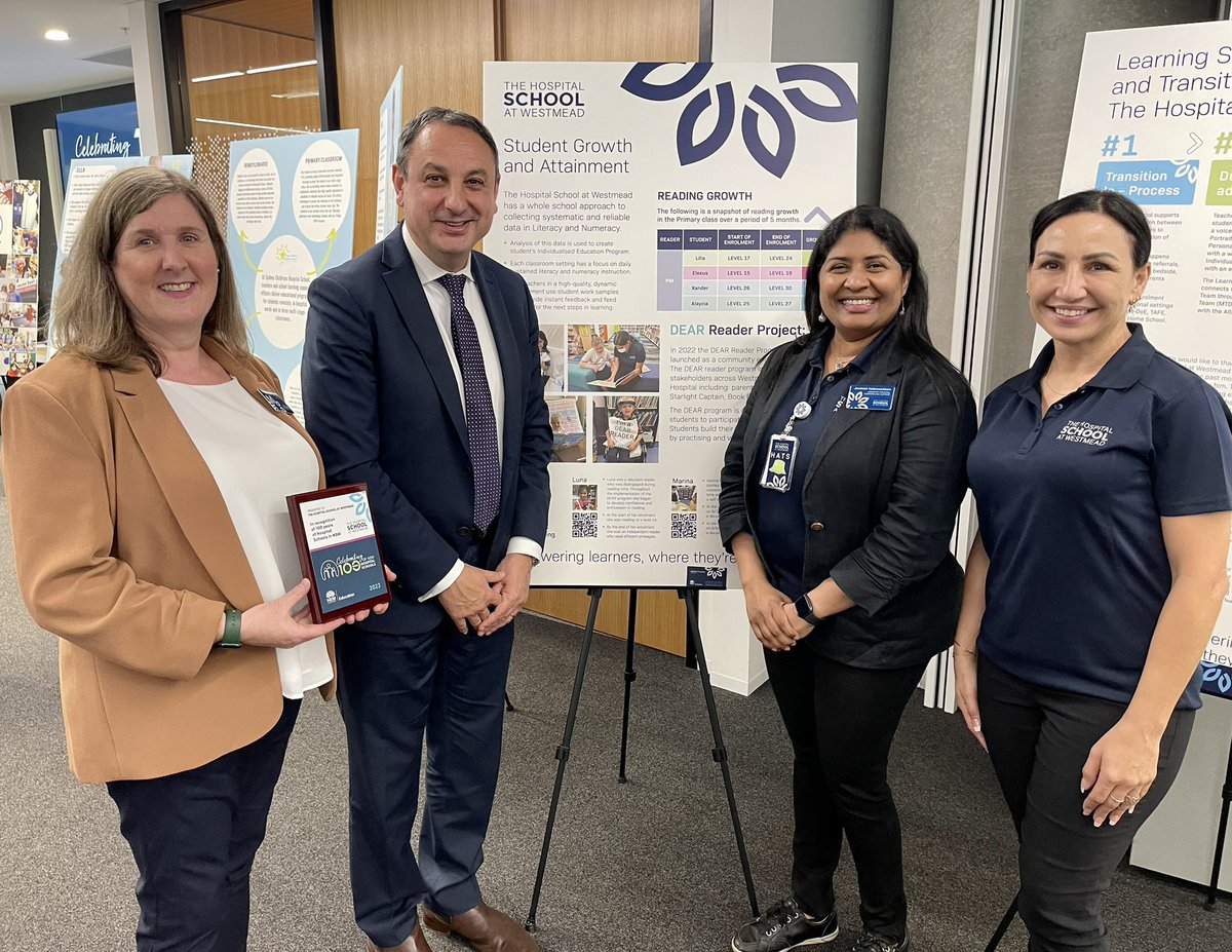 Today we celebrated 100 years of NSW hospital schools. Thanks for the outstanding support you provide across 10 sites: @banksthos, Illawarra, John Hunter, @LHospitalSchool, @rpahos_school, Royal North Shore, St George, Sutherland, @THSWestmead & Sydney Childrens Hospital School.