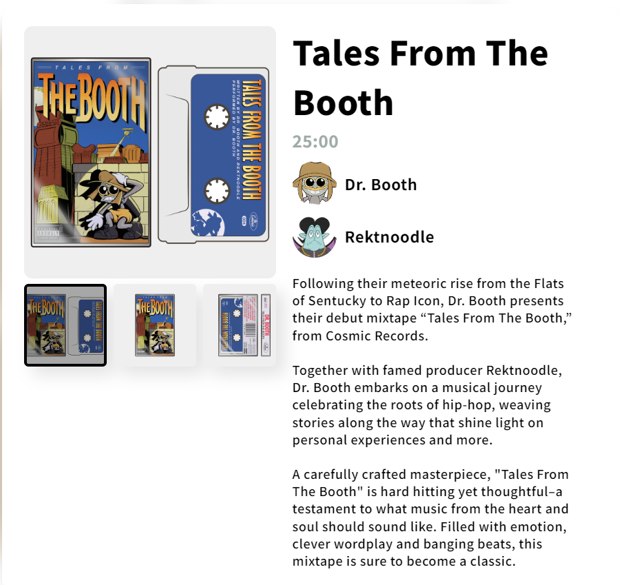 vandigital's tweet image. Who's Dr Booth? A character I developed with my buddies at @senspace_studio. It's my alter-ego & virtual avatar representing Sentucky Flats AND all the songs created w @CransPaul for the Mixtape tell the story of Dr Booth 💯
Collect "Tales From The Booth" senspace.studio/shop