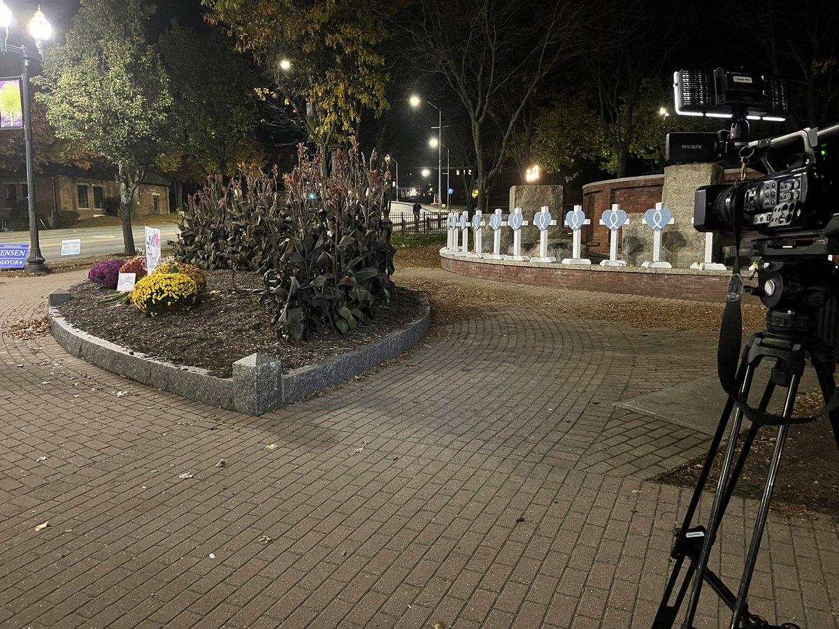 Sean Stackhouse (@stackhousencme) on Twitter photo #LewistonStrong Memorials continue to stand honoring the 18 lives lost in last week’s mass shooting. I’m live in Lewiston this morning, where <a href="/POTUS/">President Donald J. Trump</a> is set to meet with first responders, victims & loved ones today. Details on the President’s visit coming up on <a href="/newscentermaine/">NEWS CENTER Maine</a> #LewistonStrong Memorials continue to stand honoring the 18 lives lost in last week’s mass shooting. I’m live in Lewiston this morning, where <a href="/POTUS/">President Donald J. Trump</a> is set to meet with first responders, victims & loved ones today. Details on the President’s visit coming up on <a href="/newscentermaine/">NEWS CENTER Maine</a>