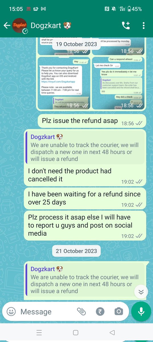 tricksteravi's tweet photo. @BhatiaRohin @dogzkart you guys are running a big scam and high time you should be exposed .....not delivering products and no response for refund even after multiple follow ups....people plz be aware of this fake website and the conman owner...steer clear of ordering from them.. https://t.co/QSvXPWJxEO