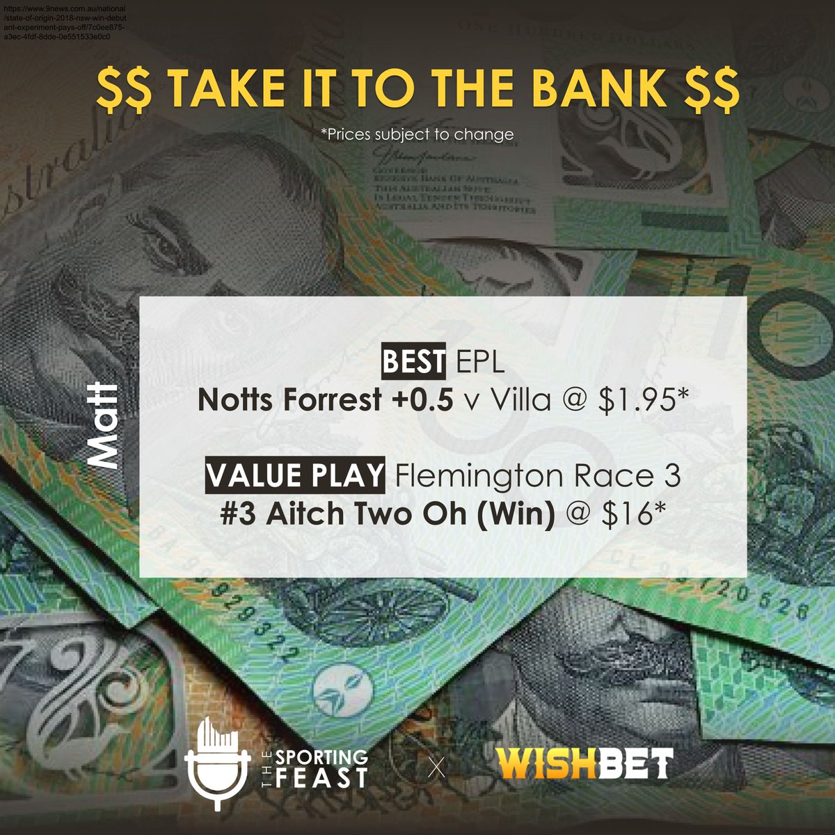 SportingFeast's tweet photo. Scobes went bang last week with his value play saluting at a big price, can he go back to back? 

What is gambling really costing you? 

#derbyday #flemington #stayhungry #thesportingfeast https://t.co/EHYKeGImV7