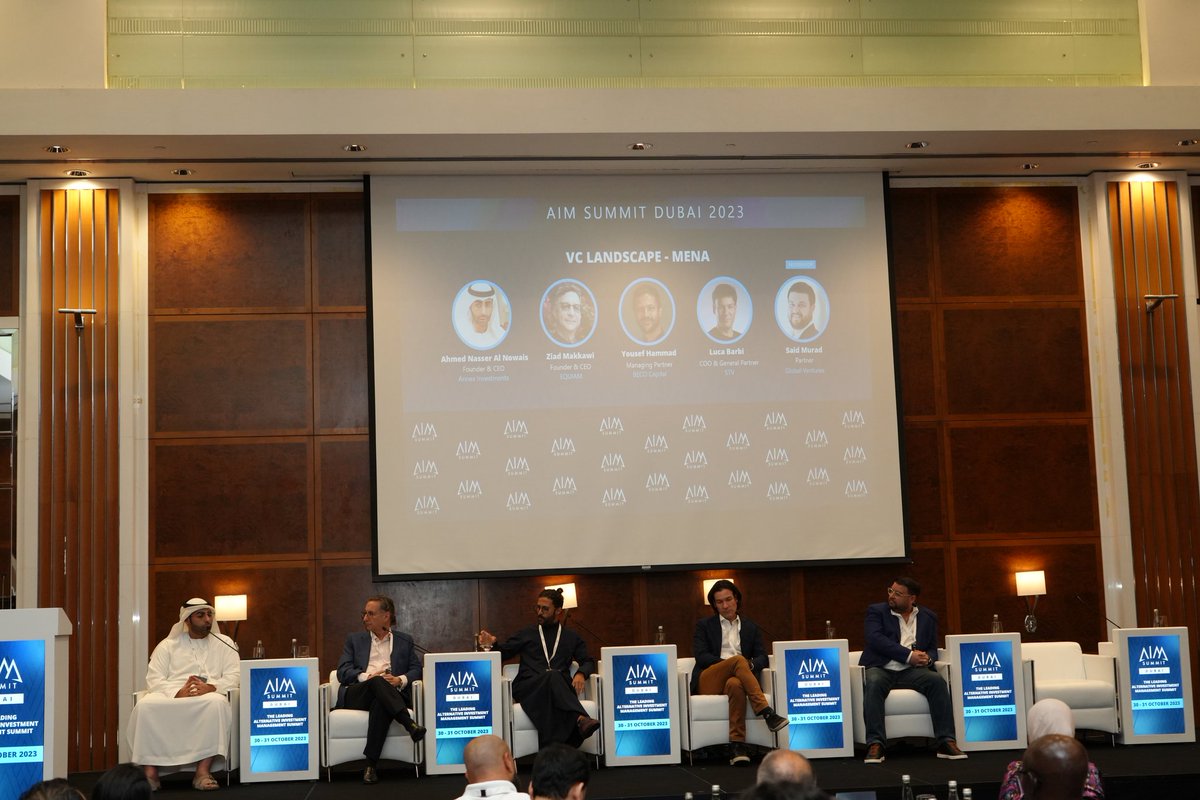 Our Founder &amp; CEO Ahmed Nasser Al Nowais  participated at the AIM Summit in #Dubai #2023 as a speaker and talked about the VC Landscape in the MENA region. It was a great opportunity to connect with other industry leaders and share his insights on the growing tech scene in the