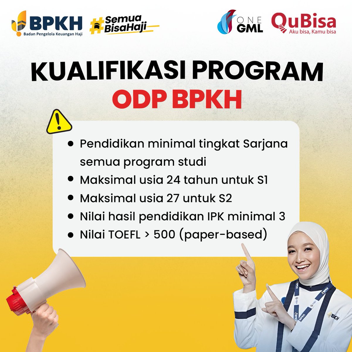 Guysss, yuk yang masih belum dapet kerja, bisa coba daftar ke Officer Development Program-nya BPKH. Pendaftaran cuma sampai tanggal 7 November ini! Kunjungi bit.ly/BPKHQB-ODP yaa