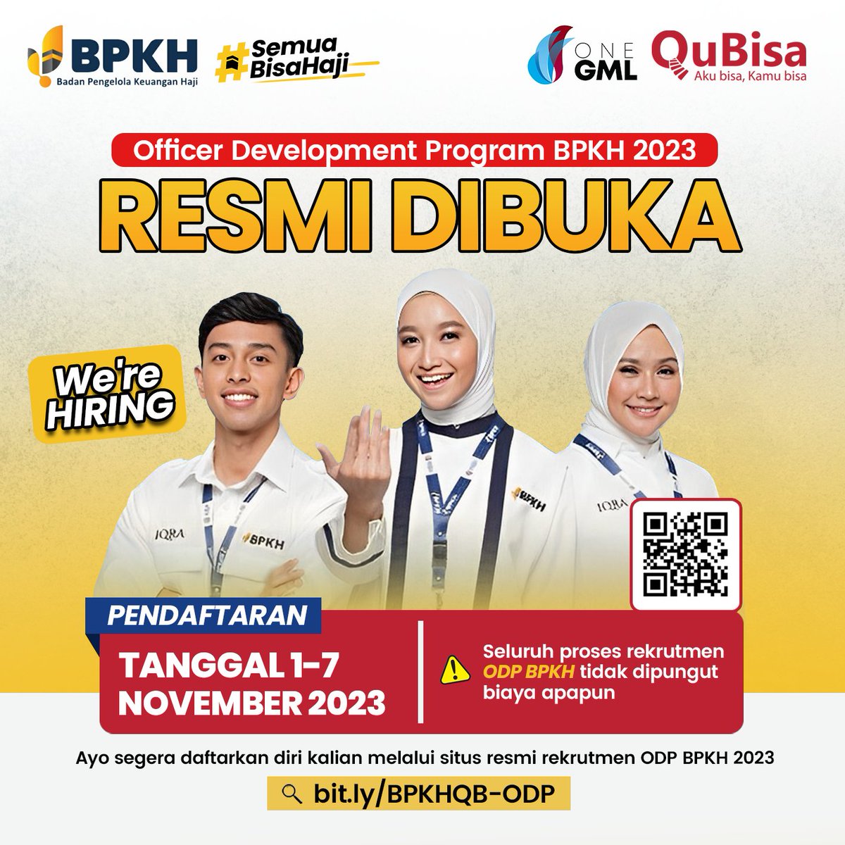 QuBisa_id's tweet photo. Guysss, yuk yang masih belum dapet kerja, bisa coba daftar ke Officer Development Program-nya BPKH. Pendaftaran cuma sampai tanggal 7 November ini! Kunjungi https://t.co/HC3FbhwCgt yaa https://t.co/pNzZSmhATx