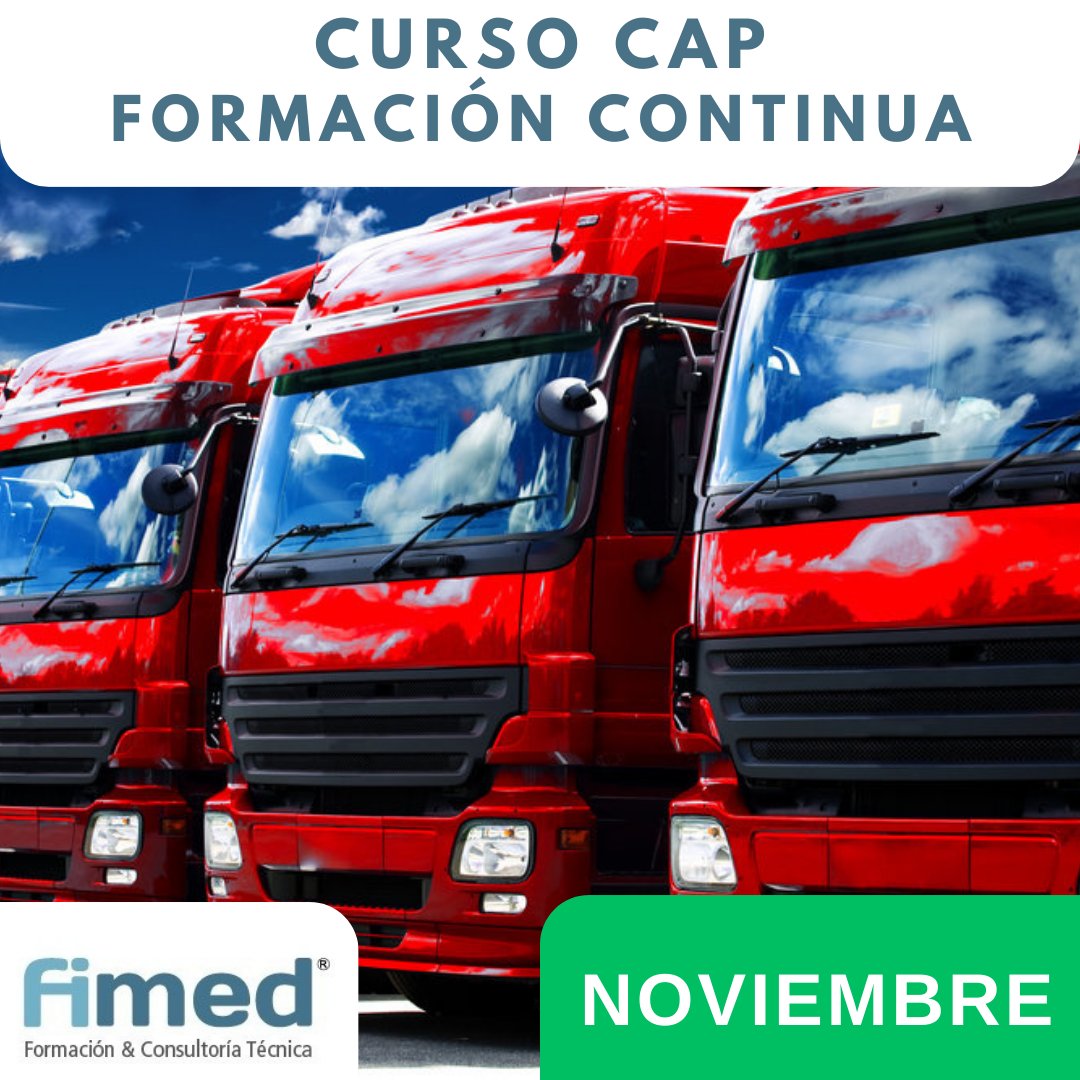 Curso CAP de 35 horas en Noviembre
➡ 5 sábados (o 3*)
➡de lunes a viernes (Oferta)
➡mixto. 
Info: fimed.es/curso-cap , formacion@fimed.es o  what al 607333777
¡¡Te esperamos!!
#cursocap #CAPvalencia #cursostransporte  #transportista #formacioncap #transporte