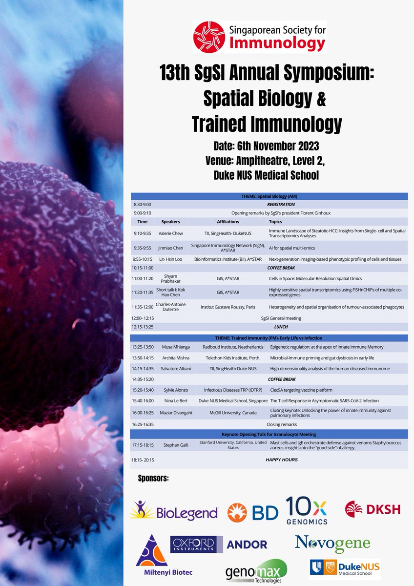 SgSI_Immunology's tweet photo. Please note a small change in the final program, see you there! 😉 https://t.co/akUIlQYcu8