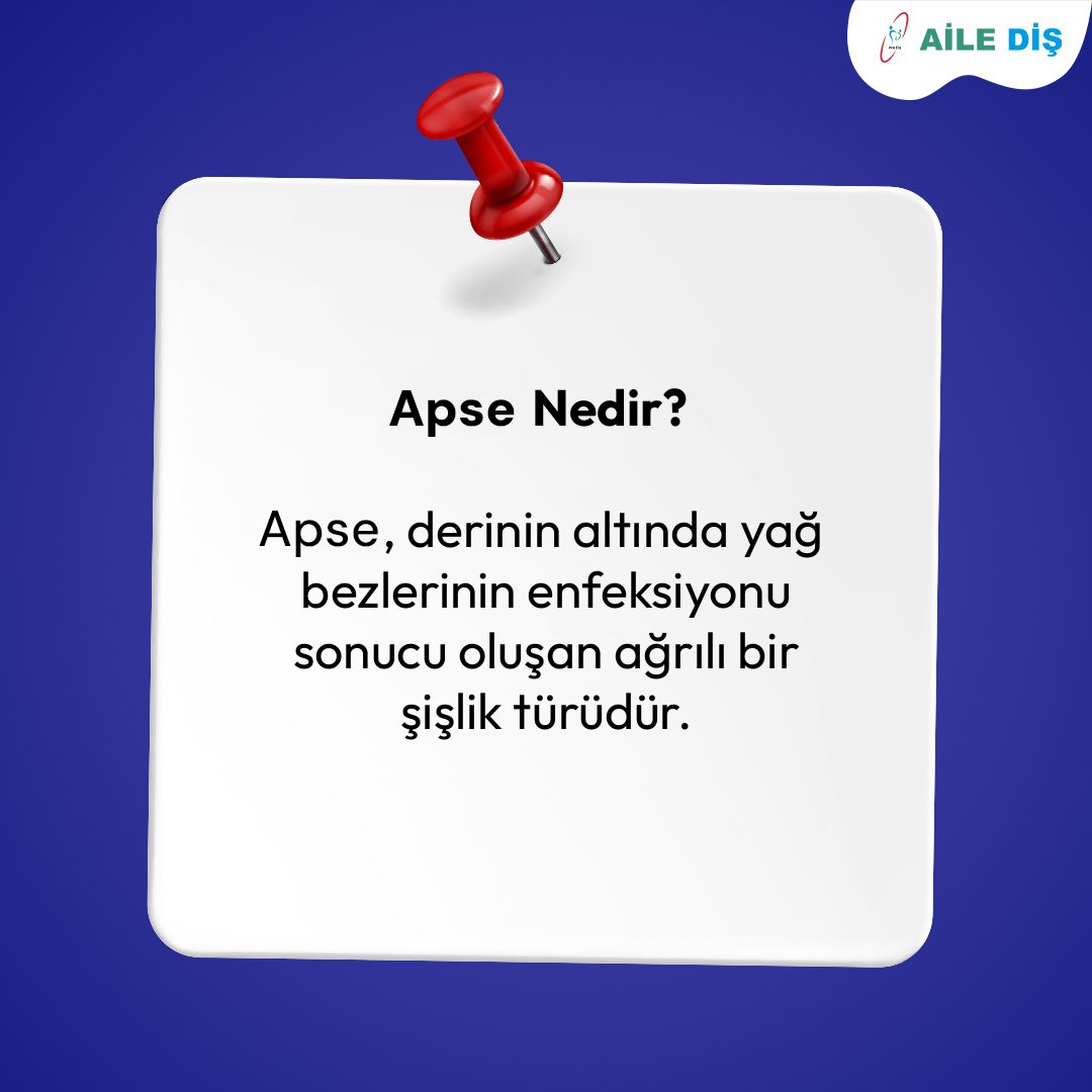 AiledisP's tweet photo. Apse, vücutta enfeksiyon sonucu oluşan iltihaplı bir çıkıntıdır.

Ayrıntılı bilgi ve uzman diş hekimi muayenesi için ;

📍Aile Diş Sancaktepe Şubesi
📞0 (216) 475 0 888
✉ info@ailedis.com
🌐 https://t.co/qbwB58YpE5

#ailediş #kartaldiş #yakacıkdiş #sancaktepediş
#samandıradiş https://t.co/TjSFRgtqTl
