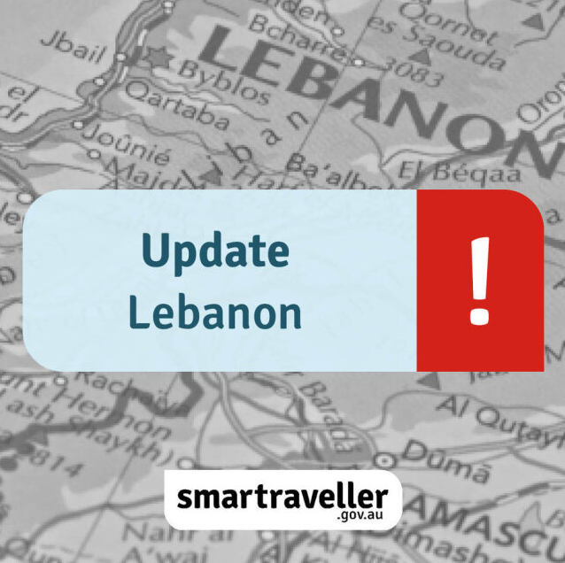 Smartraveller's tweet photo. Daily military action is occurring in southern Lebanon. The situation could escalate quickly. This could affect your ability to move to safety. Avoid areas where military activity is ongoing. Read and subscribe: https://t.co/C0sD1c3ZZR 

@SafirAustralia 
@dfat https://t.co/BfupIS5ttB