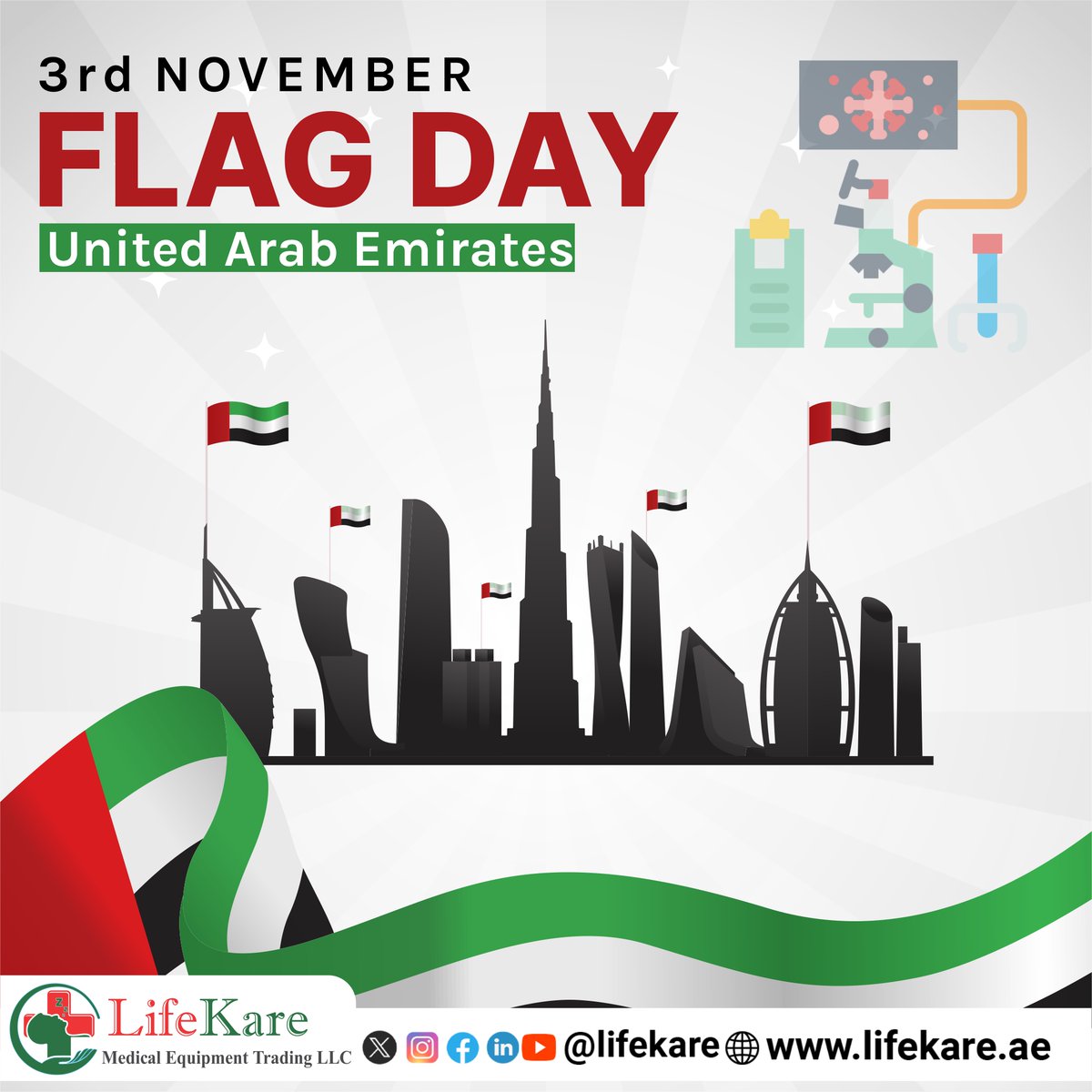 3rd November #unitedarabemirates Flag Day
.
.
.
.
.
.
#flagdayuae #flagdayuae🇦🇪 #flagdayuae2023 #lifekare #lifekareuae #flagday #medicalequipment #medical