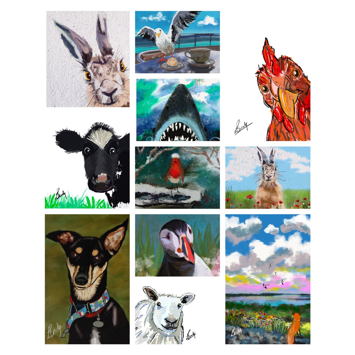 Sometimes I draw animals.....🐔🐑🐄🐰🦊🐶🦈

instagram.com/artbyloisbrady
artbyloisbrady.etsy.com/?section_id=41…