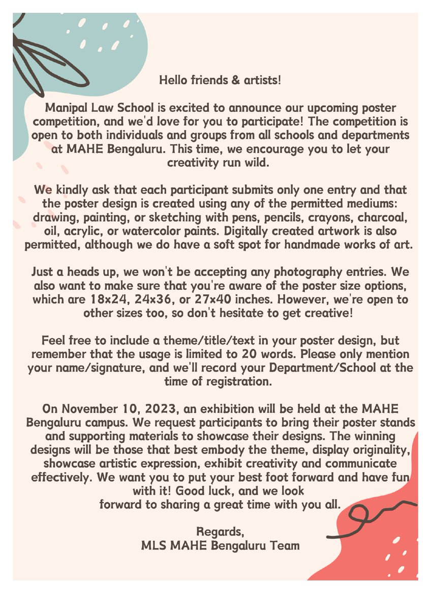 ManipalLaw_MAHE's tweet photo. Join for the Poster Competition at MLS!!

#postercompetition #justice #liberty #equality #fraternity #lawschool #campuscompetition #mahe https://t.co/SAI6U6IZST
