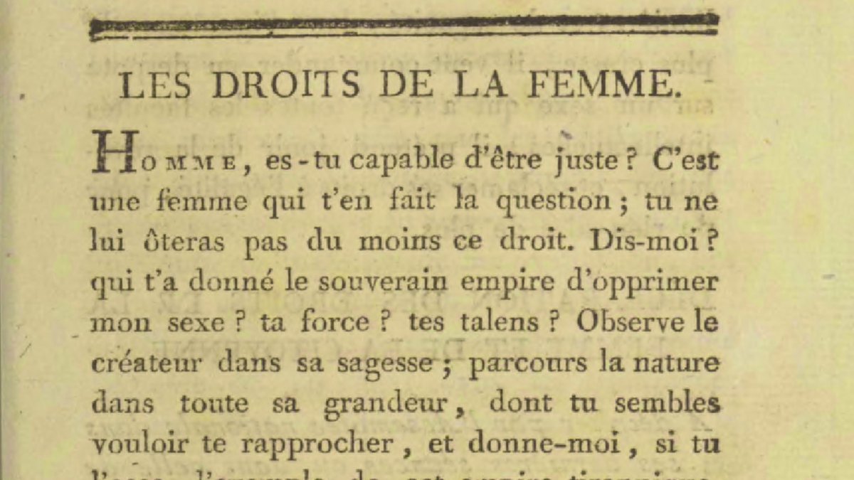 «Dona, desperta't: el repic de campanes de la raó es fa sentir en tot l'univers; reconeix els teus drets.»

—Olympe de Gouges a l'epíleg de la seua obra mestra, «Declaració dels Drets de la Dona i de la Ciutadana» (1791)

#citacions #aforismes
ca.wikiquote.org/wiki/Olympe_de…