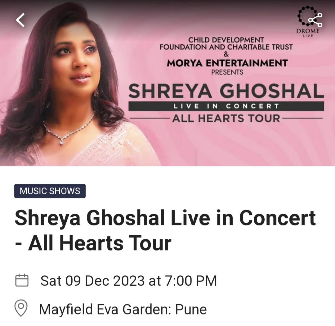 SonaSsg's tweet photo. *FAV DECEMBER WITH THE MELODY QUEEN*
The Queen @shreyaghoshal will be performing ...
#2ndDec 2023 - #Kolkata (Nicco perk)
#9thDec - #Pune(Mayfield Eva Garden)
#23Dec- #Kochi( Adlux Convention Centre)
Tickets: @paytminsider
#AllHeartsTour π€π€π€
Queen rocks β https://t.co/7XOfjPeg8N