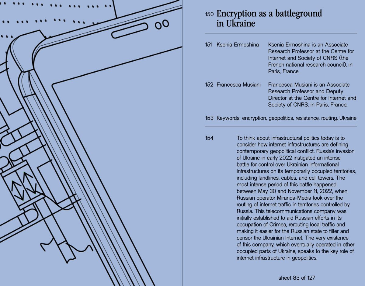 Encryption as a battleground in Ukraine @edok_lotosov and @franmusiani on how the protective potential of encryption is always linked to physical, psychological, and operational politics—as well as infrastructural concerns. 'Eaten by the Internet' meatspacepress.com