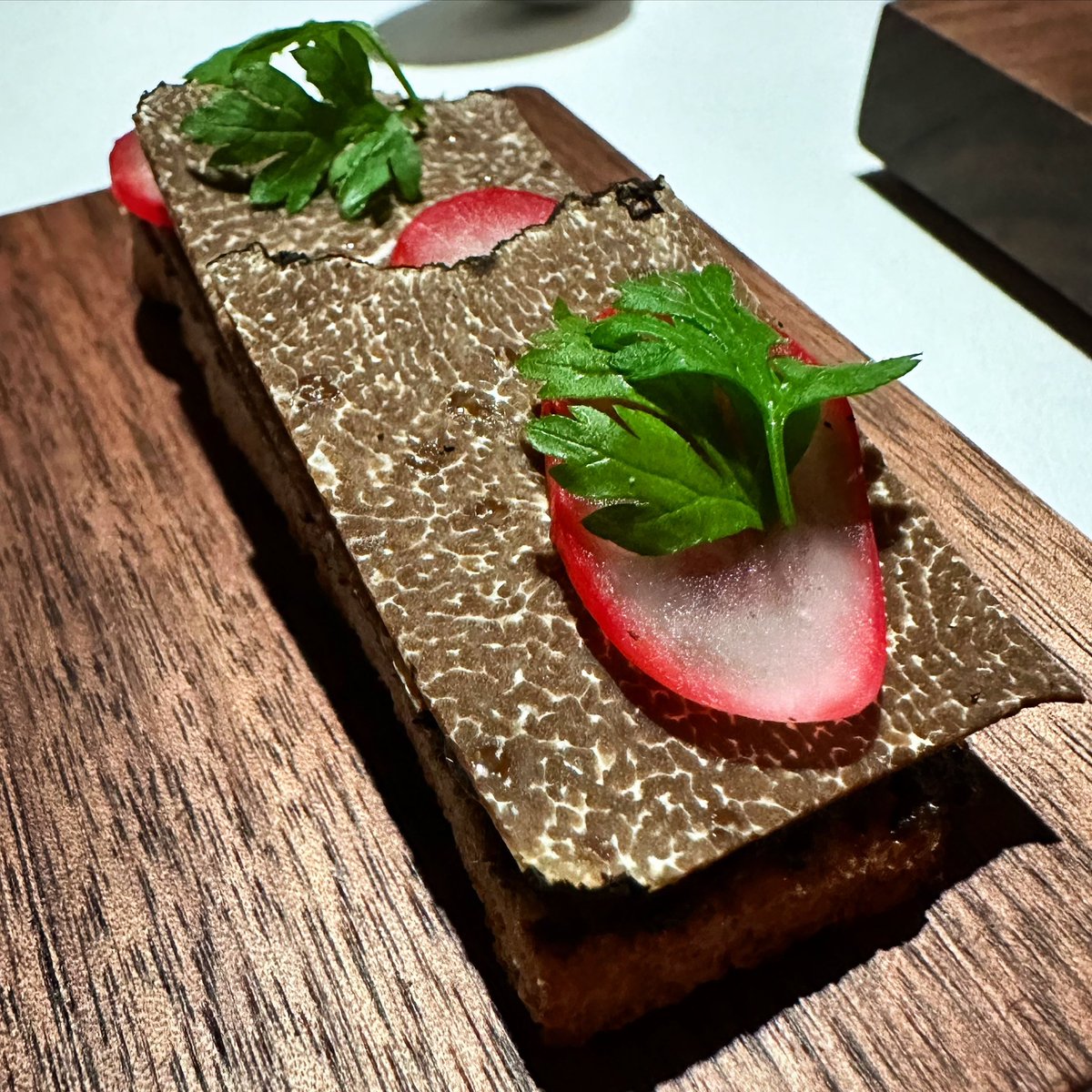 “Truffle toast” at The Fat Duck… served on the side with their Quail Jelly dish. What an experience to have hunted this truffle with my dogs in the woods of Wiltshire, and then to have had it transformed into something so delicious before getting the chance to eat it myself…