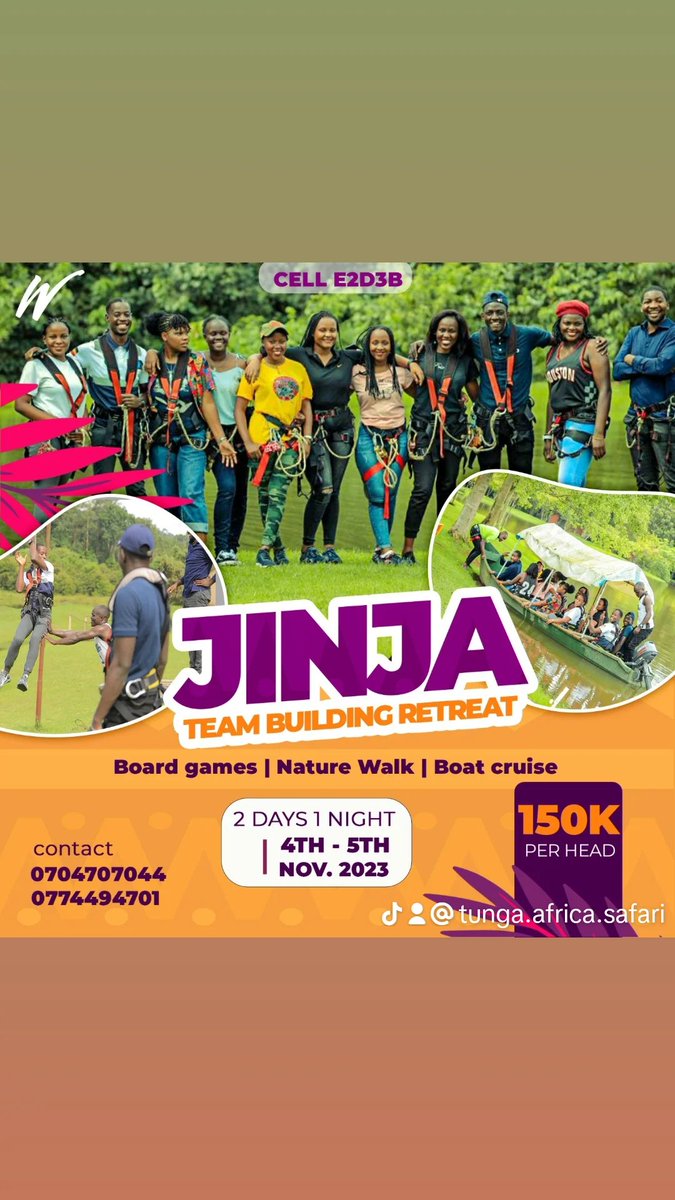 TungaSafaris's tweet photo. *Jinja Team Building Retreat 4th to 5th November 2023*

Day 1. Planning &amp; Packing

🌟 Planning for the Perfect Jinja Team Building Retreat! 🌟

As we gear up for our thrilling team building adventure at Nile Camp, Jinja, we're making sure every detail is covered. https://t.co/x4YayI8pG3