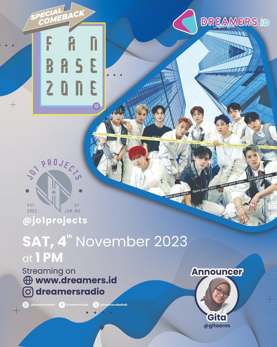 DreamersRadioID's tweet photo. Hi #JAM❣️ Besok di #FanbaseZone SPECIAL COMEBACK JO1 kita bakal kedatangan JAM INDONESIA @JO1PROJECTS 🎉✨
Catat jadwalnya ya!
📅Sabtu, 4 Oktober 2023
⏰Jam 1 siang
Stay tuned dan join streamingnya di https://t.co/YPCiqTEr42 ya! https://t.co/p1omb7FAy7