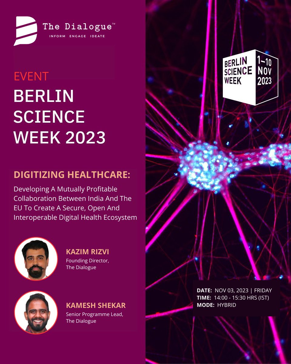 📢 #EventAlert 🕒 Join us in 1 hour! #berlinscienceweek

Our Founding Director, Kazim Rizvi, and Senior Programme Manager, Kamesh Shekar, at Berlin Science Week for a pioneering discussion on '𝗗𝗶𝗴𝗶𝘁𝗶𝘇𝗶𝗻𝗴 𝗛𝗲𝗮𝗹𝘁𝗵𝗰𝗮𝗿𝗲: 𝗗𝗲𝘃𝗲𝗹𝗼𝗽𝗶𝗻𝗴 𝗔 𝗠𝘂𝘁𝘂𝗮𝗹𝗹𝘆