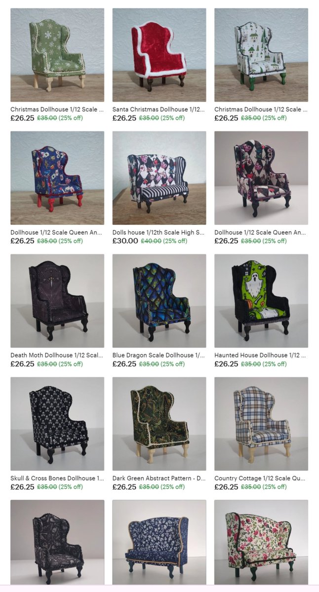 ‼️PRE BLACK FRIDAY SALE!!! 25% OFF ALL CHAIRS &amp; SOFAS! WORLDWIDE SHIPPING‼️For the next two days only!! 🖤🖤 #dollhouse #dollhousefurniture #miniatures 
julietwydellmakes.etsy.com
