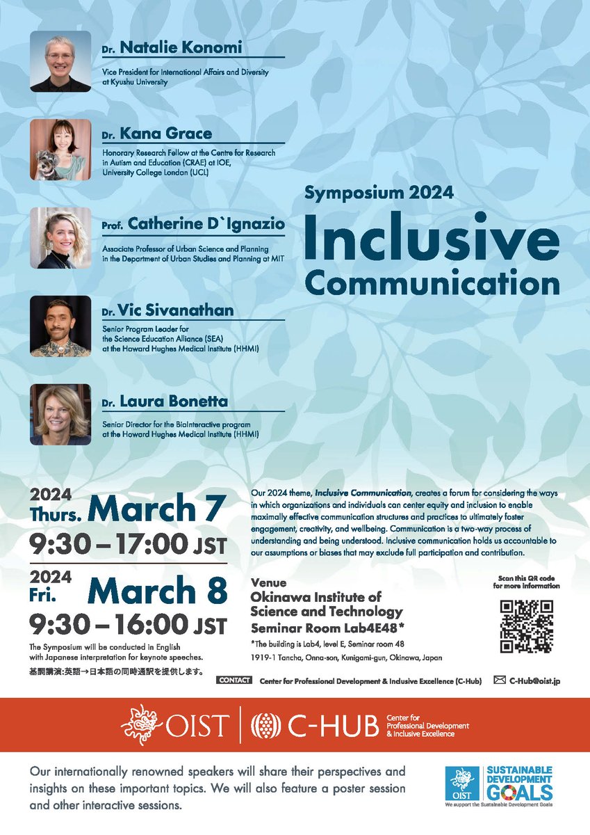 Excited to announce I'll be delivering a keynote at the 2024 Inclusive Communication Symposium by @OISTedu. Join me and diverse minds in breaking down barriers to inclusion. Submit your proposals and register: groups.oist.jp/c-hub/inclusiv… #inclusion #neurodiversity