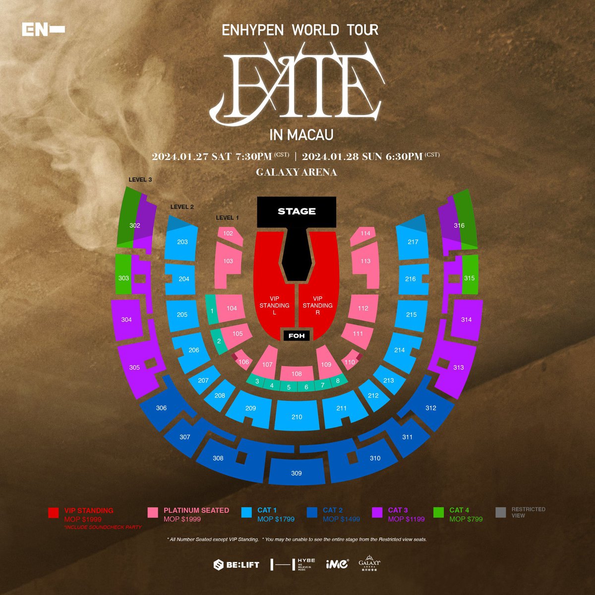Sage_Hsing's tweet photo. <Selling>
ENHYPEN world tour concert[FATE] in Macau🇲🇴1.27-1.28
Galaxy Arena
恩海盆澳门场预定，小号前排，只接外国人，私信问价
另外有各价位随机
 
Pls dm if interested💫
#ENHYPEN #엔하이픈마카오콘서트티켓대행 #티켓양도 #エンハイプンマカオコンサートチケット讓 #チケット代行 #恩海盆 https://t.co/NutR9NyS6K