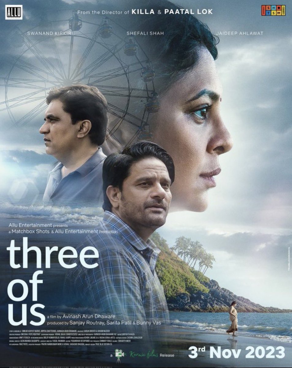 DhoopAshwini's tweet image. Do yourself a favour and watch this gem of a film by #AvinashArun #ThreeOfUs in theaters near you. Outstanding performances by @JaideepAhlawat @swanandkirkire and @ShefaliShah_ . Take a bow team .