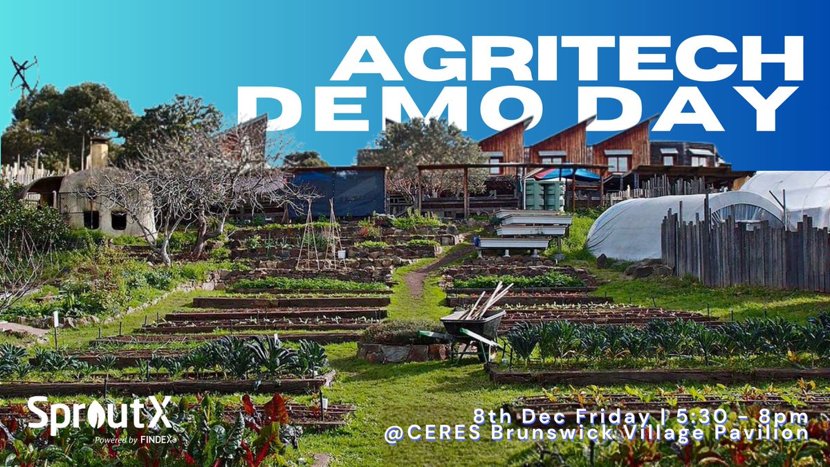 Join us for a serene outdoor demo day that brings together a diverse group of founders at various stages of their journey, all committed to transforming the future of agriculture. 8th Dec Friday 5:30pm at Ceres Brunswick. 
RSVP lu.ma/sq53eajl