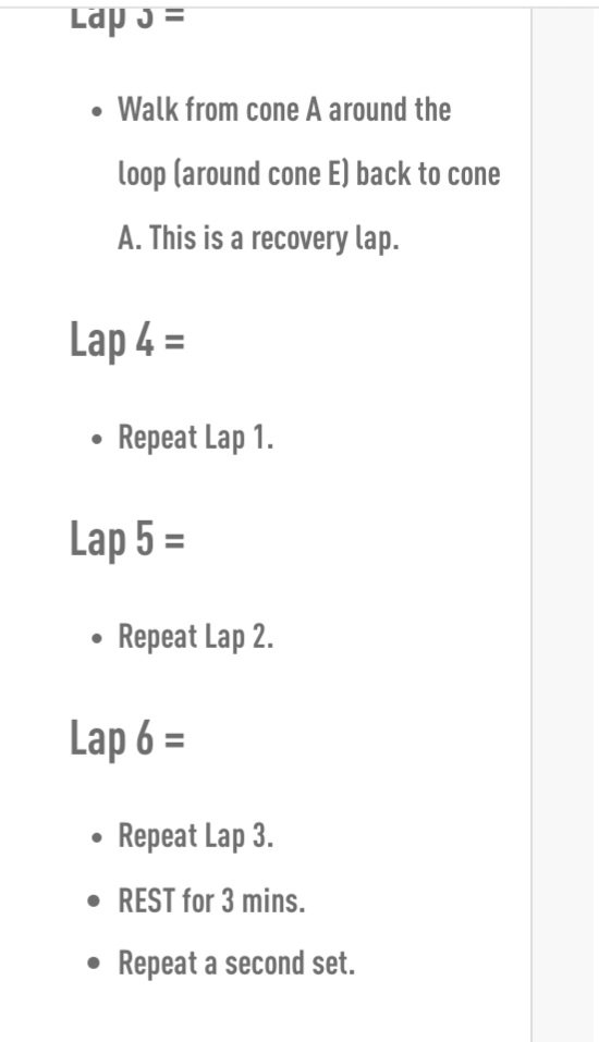 Intermittent  running aerobic base fitness session cones 10m apart you can extend the length between cones for progression over a three week block eg
Week 1 10m 
Week 2 15m 
Week 3 20m 
This style of session can be nice to use in off season or general preparation phase