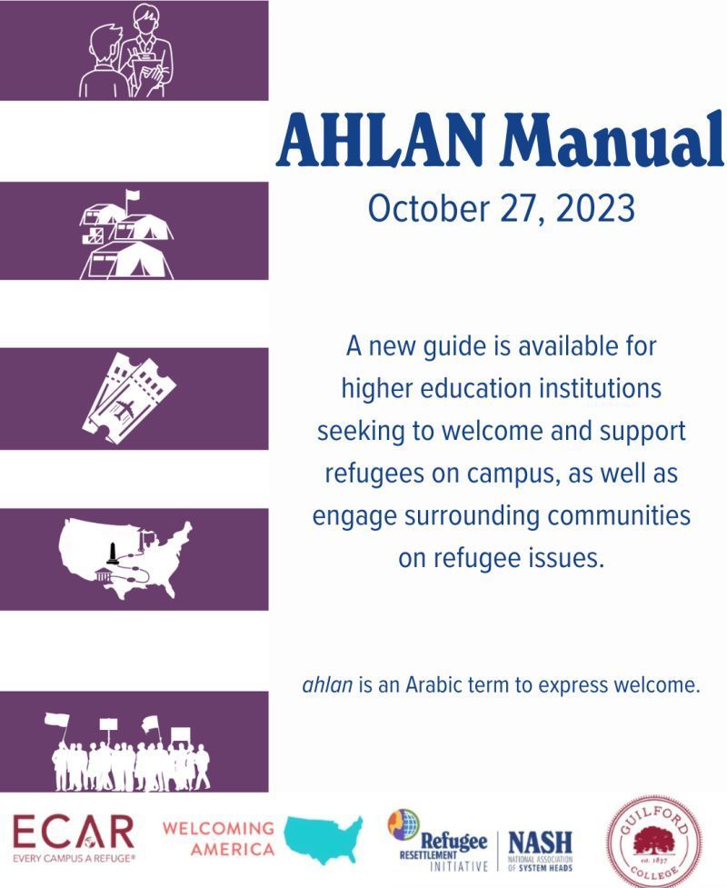 The NASH RRI is pleased to help launch the AHLAN Manual, a new manual designed to assist colleges and universities in welcoming and assisting refugees on campus and informing the local community about refugee-related issues.
Click here to learn more: buff.ly/47j0ebu