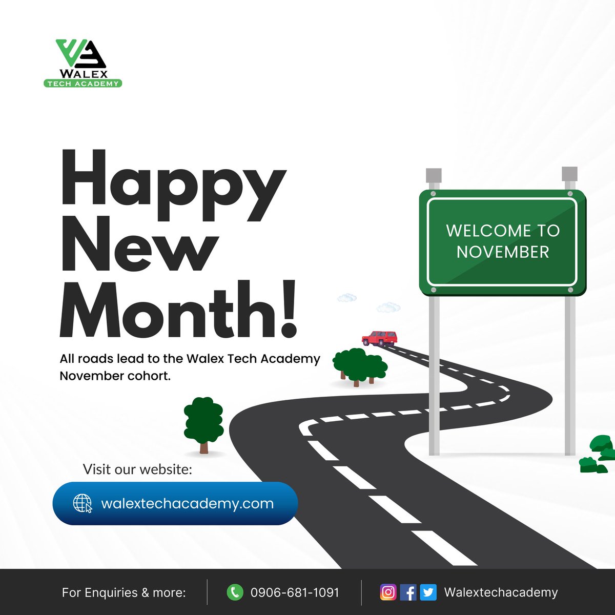 WalexBizTech's tweet image. Walex Tech Academy wishes you a very pleasant new month. May almighty God keep you and your families.

Visit walextechacademy.com 
OR call: +2348139982825 to find out more about us. CHEERS!
#careerdevelopment #TechAcademy #techskills #HappyNewMonthEveryone #TGIF #newmonth